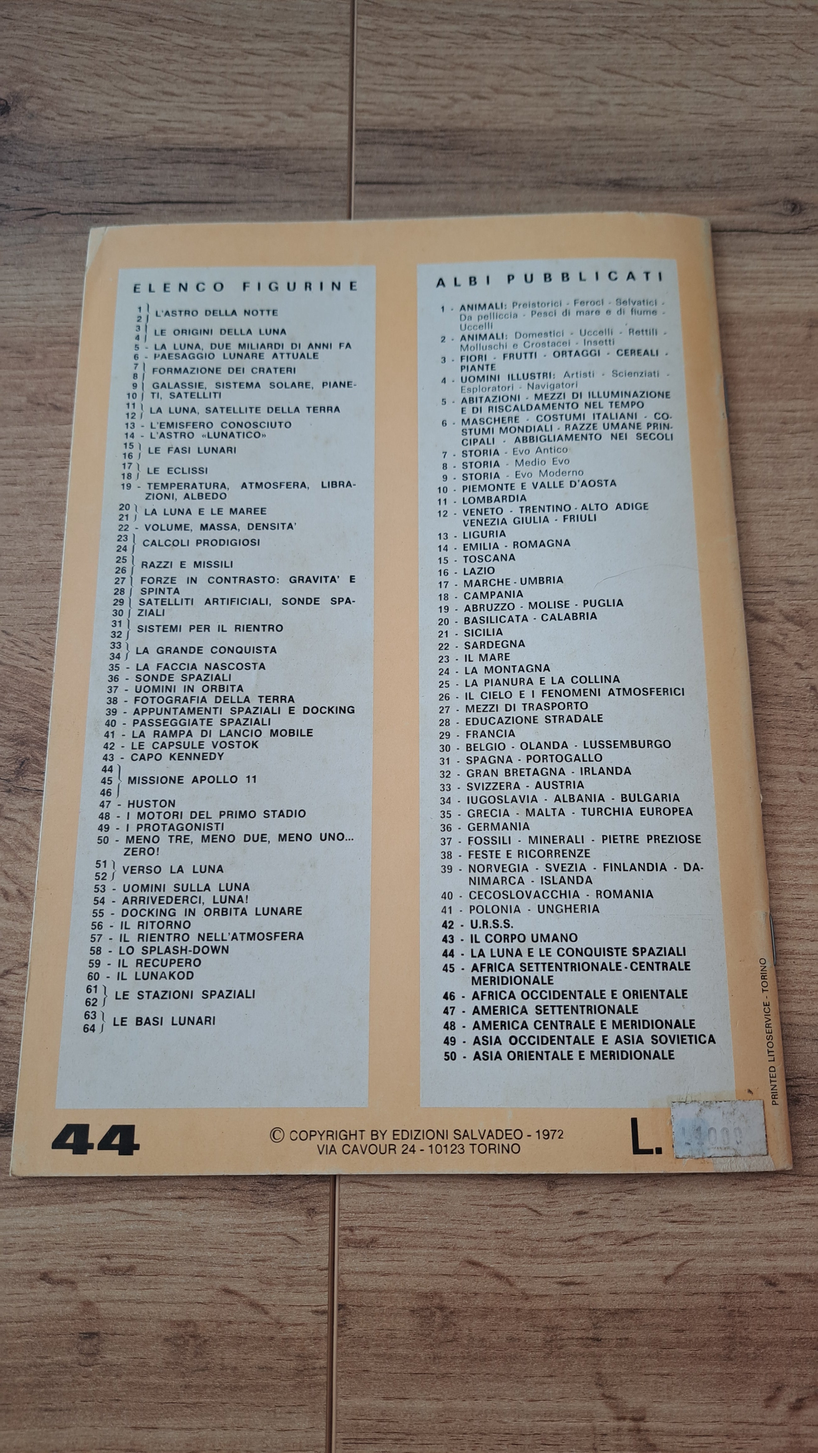 Anni 70 meravigliose figurine per le mie ricerche la luna e le conquiste spaziali n°44